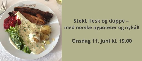 Stekt flesk og duppe Furu egg (600 x 260 px) Stekt flesk og duppe på Furu egg
